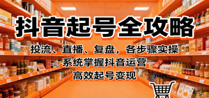 抖音起号全攻略,投流、直播、复盘,各步骤实操,系统掌握抖音运营,高效起号变现-Z网创