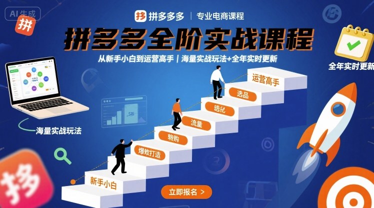 拼多多全阶实战课程,从新手小白到运营高手,海量实战玩法+全年实时更新【2025年10月更新】-Z网创