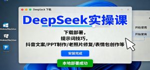 DeepSeek实操课：下载部署，提示词技巧，抖音文案/PPT制作/老照片修复/表情包创作等-Z网创