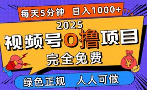 2025视频号0撸项目，5分钟一个号，日入1000+，人人可做-Z网创