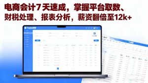 电商会计7天速成,掌握平台取数、财税处理、报表分析,薪资翻倍至12k+-Z网创