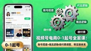 视频号电商0-1起号全案课:账号搭建+推流逻辑+微付费调整,等实操体系-Z网创