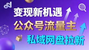公众号流量主+私域网盘拉新，多方式变现，简单易上手，当天就有收益-Z网创