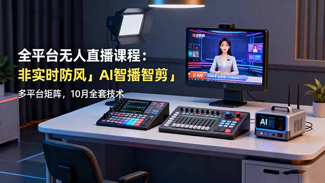 全平台无人直播课程:非实时防风+AI智播智剪+多平台矩阵,10月全套技术-Z网创