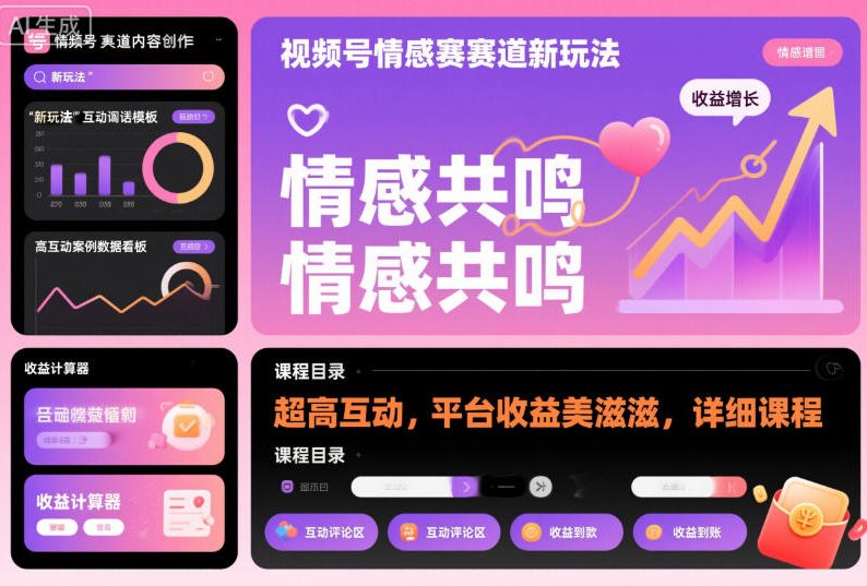 视频号情感赛道新玩法,超高互动,平台收益美滋滋,详细课程-Z网创