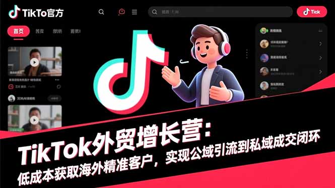 TikTok外贸增长营:低成本获取海外精准客户,实现公域引流到私域成交闭环-Z网创