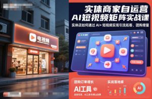 实体商家自运营AI短视频矩阵实战课，实体店如何通过AI+短视频实现引流拓客、团购增量-Z网创