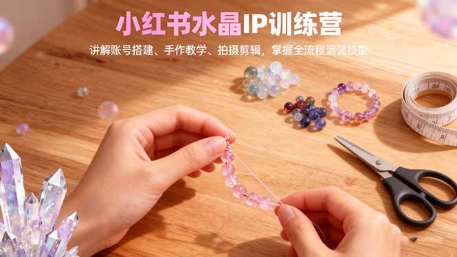 小红书水晶IP训练营,讲解账号搭建、手作教学、拍摄剪辑,全流程运营技能-Z网创