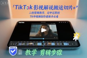 TikTok影视解说搬运切片+二创剪辑教学，过中过原创，TK中视频创作者新手必看-Z网创