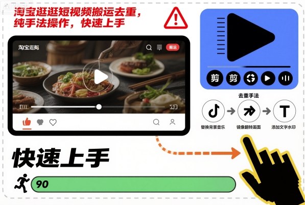 淘宝逛逛短视频搬运去重，纯手法操作，快速上手-Z网创
