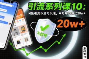 引流系列课10：闲鱼引流不封号玩法，单号单日曝光20w+-Z网创
