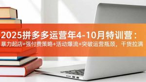 2025拼多多运营年4-10月特训营：暴力起店+强付费策略+活动爆流+突破运营瓶颈，干货拉满-Z网创