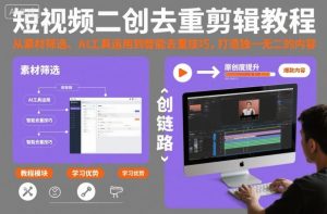 短视频二创去重剪辑教程，从素材筛选、AI工具运用到智能去重技巧，打造独一无二的内容-Z网创