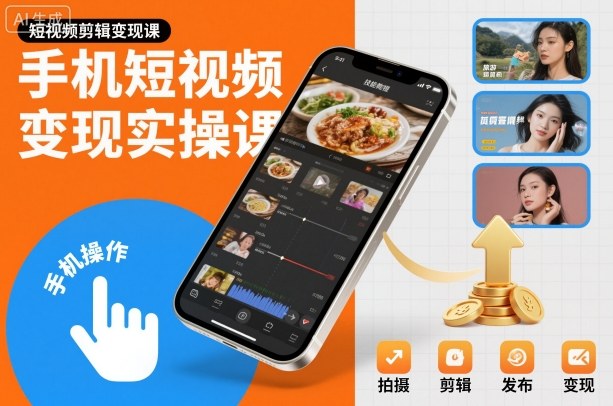 手机短视频变现实操课，短视频剪辑变现课-Z网创