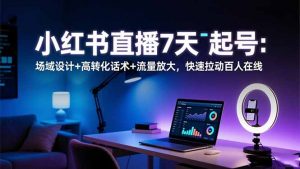 小红书直播7天起号：场域设计+高转化话术+流量放大，快速拉动百人在线-Z网创