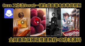 coze智能体sora2一键生成电商带货高端视频工作流保姆级拆解教程,无需剪辑,无需拍摄-Z网创