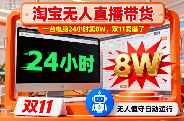 淘宝无人直播带货,一台电脑214小时卖8W,双11卖爆了【揭秘】-Z网创