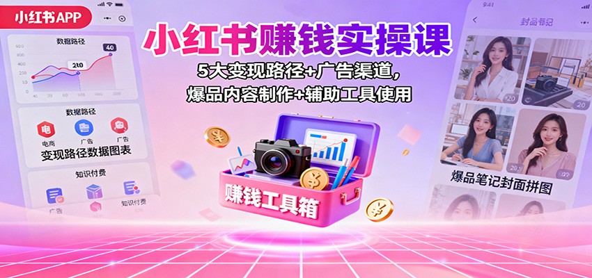 图片[1]-小红书赚钱实操课：5大变现路径+广告渠道，爆品内容制作+辅助工具使用-Z网创