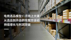 电商选品模型11月线上大课：从选品到开品的完整方法论 持续增长与利润突破-Z网创
