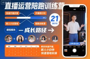 直播运营陪跑训练营,教你快速开播,新人小白快速落地实操-Z网创