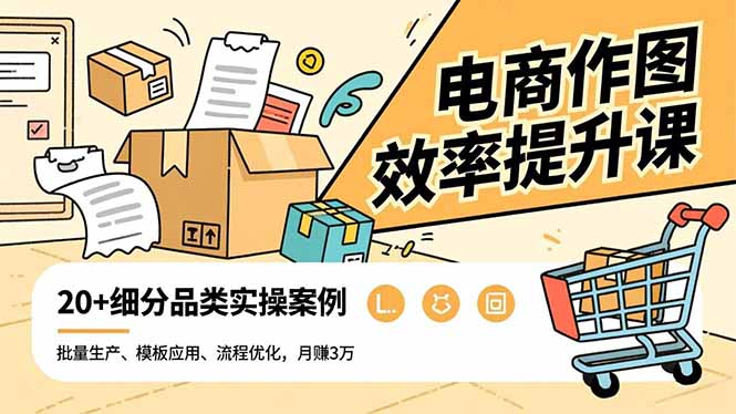 电商作图效率提升课，批量生产、模板应用、流程优化，20+细分品类实操案例，月赚3万-Z网创