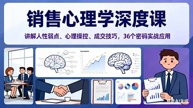 销售心理学深度课,讲解人性弱点、心理操控、成交技巧,36个密码实战应用-Z网创