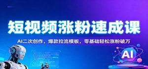 短视频涨粉速成课：AI二次创作，爆款拉流模板，零基础轻松涨粉破万-Z网创