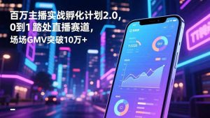 百万主播实战孵化计划2.0，0到1踏入直播赛道，场均GMV突破10万+-Z网创