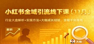 小红书全域引流线下课(11月)：行业大盘解析+实操方法+大咖成长经验，全程干货落地-Z网创