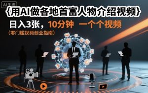 用AI做各地首富人物介绍视频，日入3张，10分钟一个视频-Z网创