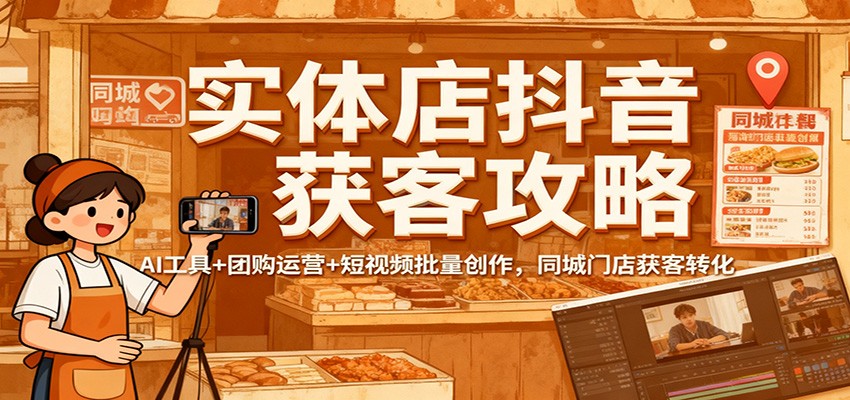 图片[1]-实体店抖音获客攻略：AI工具+团购运营+短视频批量创作，同城门店获客转化-Z网创