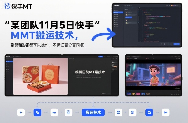 某团队11月5日快手MT搬运技术，带货和影视都可以操作，不保证百分百同框，自测-Z网创