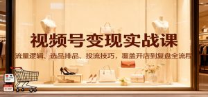 视频号变现实战课：流量逻辑、选品排品、投流技巧，覆盖开店到复盘全流程-Z网创