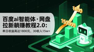 百度ai智能体·网盘拉新躺赚教程2.0：单日收益高达1800元，30收入15w+-Z网创