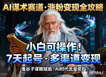 AI谋术赛道，涨粉快速，变现方式多样，小白可操作-Z网创