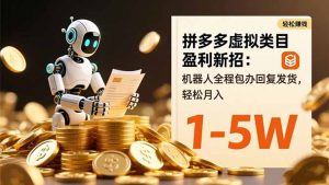 拼多多虚拟类目盈利新招：机器人全程包办回复发货，轻松月入 1-5W-Z网创