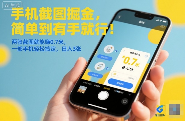 手机截图掘金,简单到有手就行!两张截图就能賺0.7米,一部手机轻松搞定,日入3张【揭秘】-Z网创