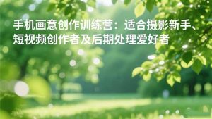 手机摄影之画意创作训练营：适合摄影新手、短视频创作者及后期处理爱好者-Z网创