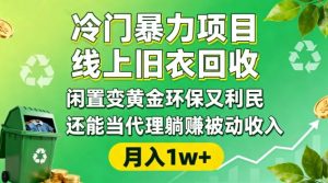 冷门暴力项目，线上旧衣回收，闲置变黄金环保又利民，还能当代理躺賺被动收入，变现+精准引流全流程-Z网创