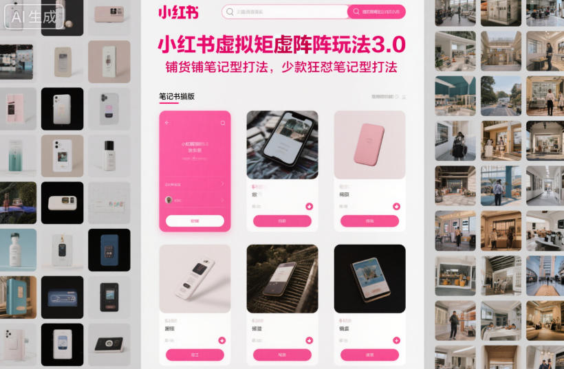 小红书虚拟矩阵玩法3.0，铺货铺笔记型打法，少款狂怼笔记型打法-Z网创