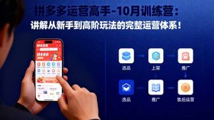 拼多多运营高手-10月训练营:讲解从新手到高阶玩法的完整运营体系!-Z网创