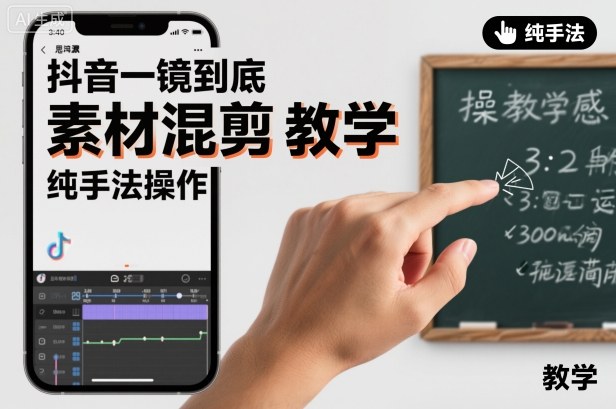 抖音一镜到底素材混剪教学，纯手法操作-Z网创