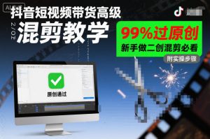 抖音短视频带货高级混剪教学，99%过原创，新手做二创混剪必看-Z网创