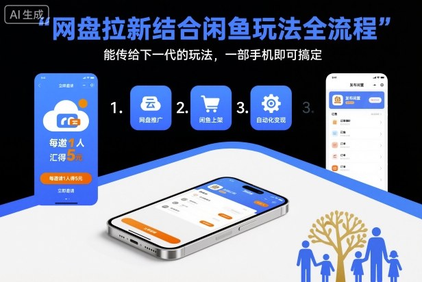 网盘拉新结合闲鱼玩法全流程,能传给下一代的玩法,一部手机即可搞定(附入口渠道以及实操教程)-Z网创