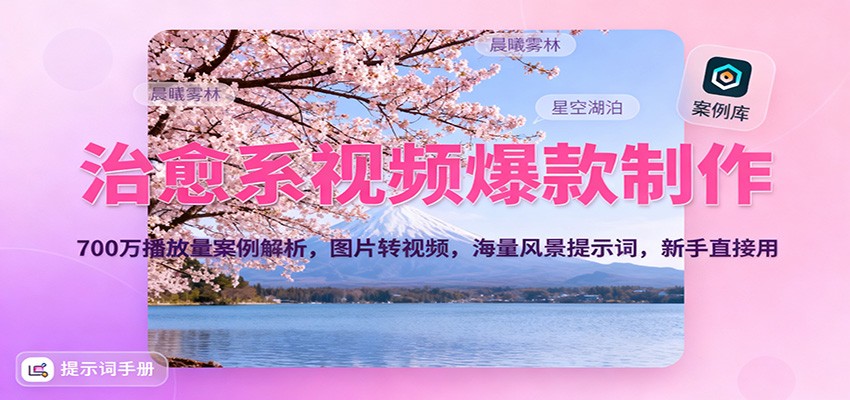 治愈系视频爆款制作,700万播放量案例解析,图片转视频,海量风景提示词,新手直接用-Z网创