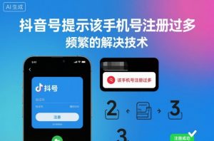 抖音号提示该手机号注册过多，频繁的解决技术-Z网创