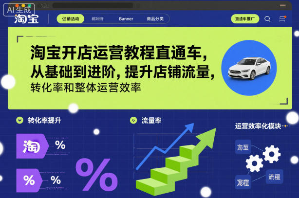 淘宝开店运营教程直通车，从基础到进阶，提升店铺流量，转化率和整体运营效率(更新11月)-Z网创