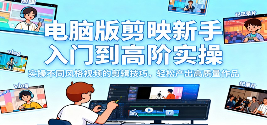 图片[1]-电脑版剪映新手入门到高阶实操，实操不同风格视频的剪辑技巧，轻松产出高质量作品-Z网创