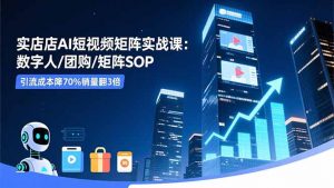 实体店AI短视频矩阵实战课:数字人/团购/矩阵SOP,引流成本降70%销量翻3倍-Z网创
