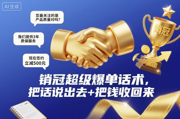 销冠超级爆单话术，把话说出去+把钱收回来-Z网创